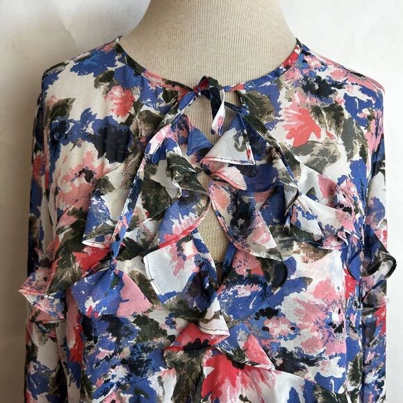 $246 MISA LOS ANGELES Size Small Damaris Top Floral Ruffle Blouse Long Sleeve - Picture 5 of 8
